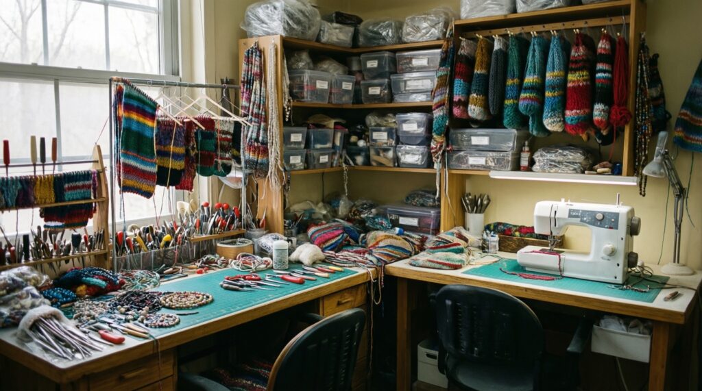 Идеи для уютного рукодельного уголка: хранение, организация и лайфхаки - иллюстрация