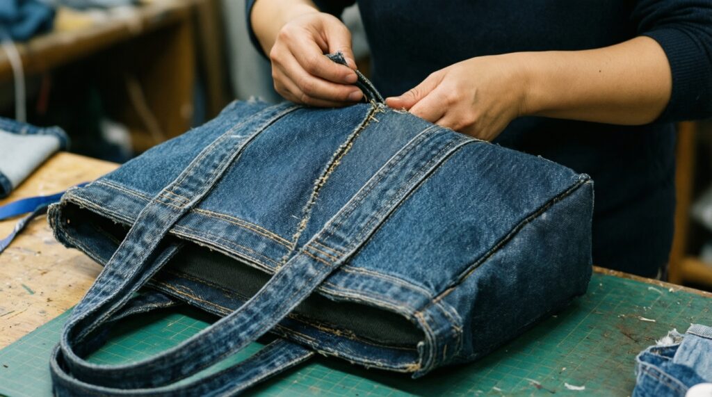 5 способов использовать старые джинсы в рукоделии: от сумок до органайзеров - иллюстрация