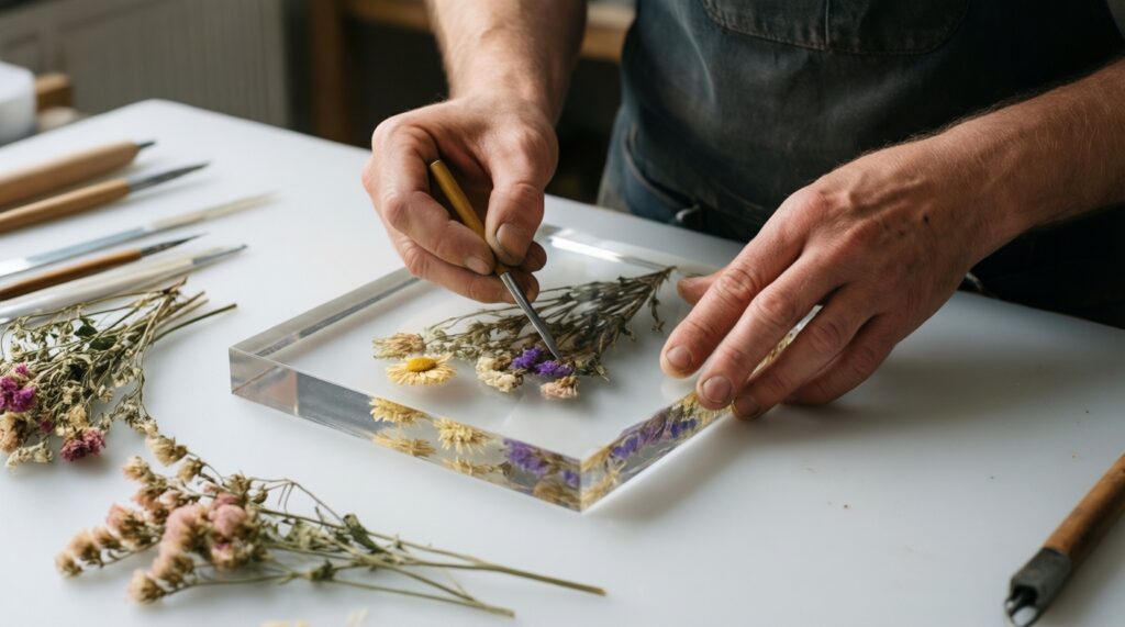 Сухоцветы в творчестве: панно, закладки и декор в прозрачной смоле - иллюстрация
