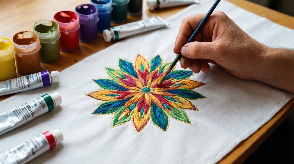 Роспись по ткани: как закреплять краску и ухаживать за готовыми вещами - иллюстрация