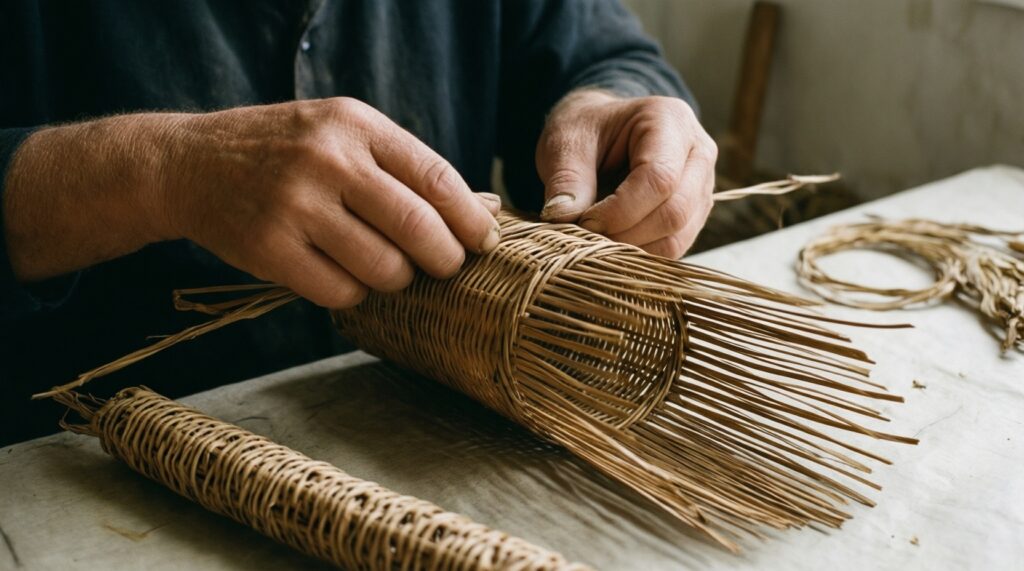 Плетение из бумажной лозы: подготовка трубочек и первые корзинки - иллюстрация