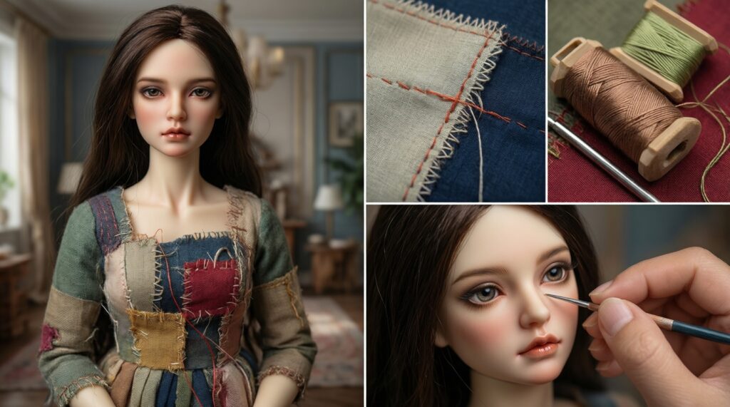 Текстильные куклы: выкройка, набивка и характер лица - иллюстрация