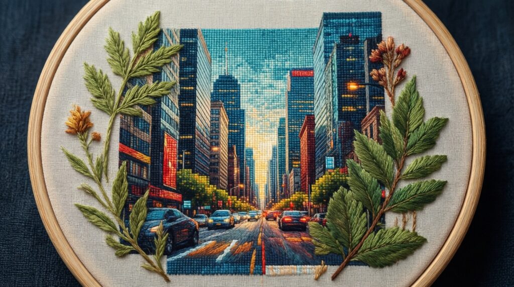 Тренды в вышивке: современные сюжеты и необычные техники (бэкстич, фрэнч-узелки, гладь) - иллюстрация